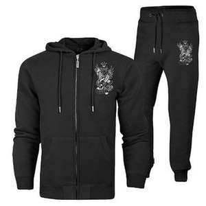 Chándal polar con cremallera para hombre, chándal con logotipo personalizado, negro - Product Image 1