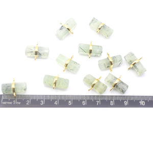 Connecteur en argent sterling 925 plaqué or en forme de crayon de préhnite, fabrication de bijoux faits à la main - Product Image 4