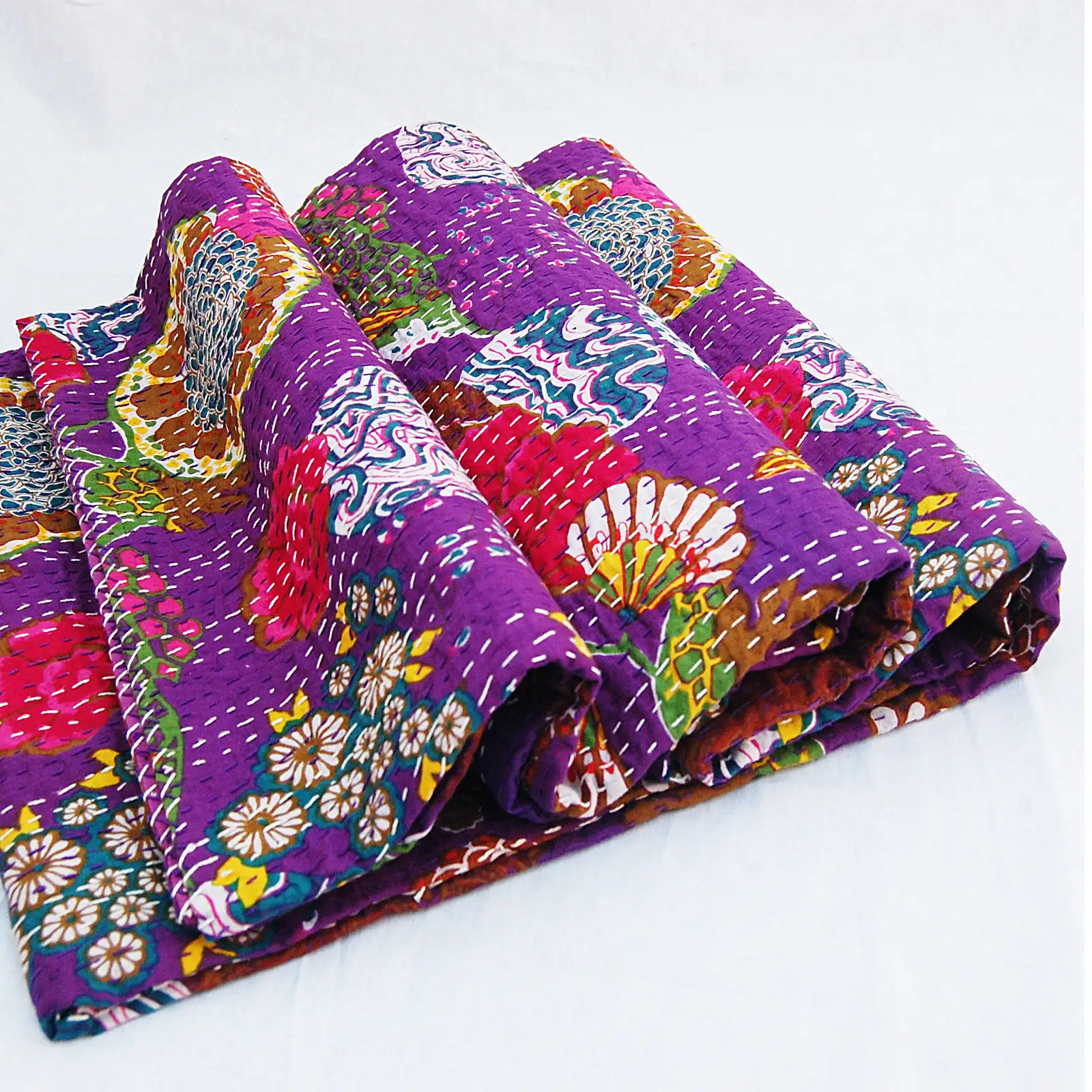 wholesale kantha quilt 100% cotton kantha throw blanket hand stitched kantha quilt