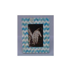 Vente chaude Métal et Bambou Bleu Chevron Os Mosaïque Cadre Photo Affichage Photo Cadre Table Top Photo Cadre Photo - Product Image 5
