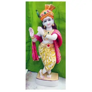 Statue de Lord Krishna en marbre blanc pur - Product Image 1