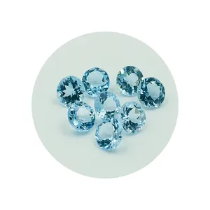 半宝石蓝色黄玉圆形刻面最佳质量宝石供应商