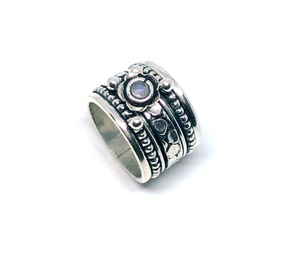 Bague Spinner en laiton argenté de style bohème avec incrustation de réglage de lunette en pierre de lune pour cadeau ou anniversaire - Product Image 3