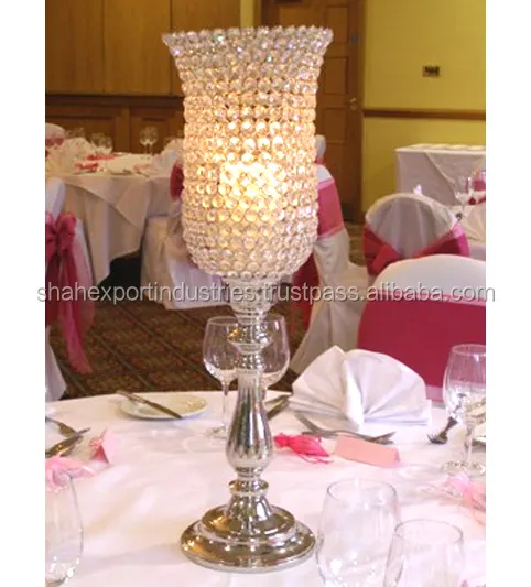 Suporte de cristal decorativo para casamento, peça central de mesa com contas de cristal e caneta de mesa