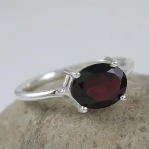 Dazzling 925 Sterling Zilver Rode Granaat Edelsteen Ring Sieraden Groothandel Mode Zilveren Ring