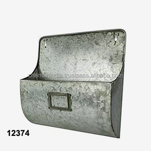 Panier de rangement de boîte aux lettres en métal galvanisé à poche murale Panier de rangement en fer pour l'extérieur - Product Image 1