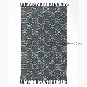 Tapis dhurrie en coton imprimé à la main en gros pour le salon, tapis faits à la main au meilleur prix - Product Image 5