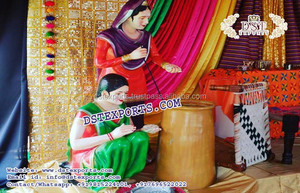 Punjabi Matrimonio Recepción Escenario Decoración Punjabi Cultura Etapas Decoración Punjabi Mahndi Escenario Estatuas Boda Decoración Oferta - Product Image 4