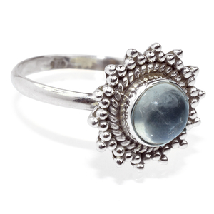 Winsome-piedra lunar de arcoíris de forma redonda, anillos de plata de ley 925 hechos a mano, Plata de piedras preciosas - Product Image 1