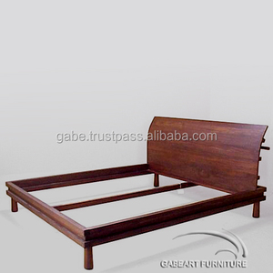 เตียงไม้สักเนื้อแข็งสไตล์โมเดิร์นทำด้วยมือขนาด W 160 D 200 H 102 CM - Product Image 2