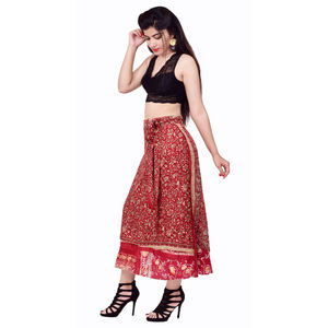 กระโปรงยาวแฟชั่นอินเดียผ้าส่าหรี,กระโปรงแบบใส่กลับด้านได้สำหรับผู้หญิง - Product Image 3