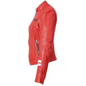 แจ็กเก็ตหนังทรงสลิมฟิตสำหรับผู้หญิงเสื้อโค้ทระบายอากาศได้พร้อมแถบตกแต่งเสื้อผ้าสำเร็จรูป - Product Image 3