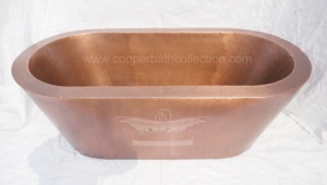 Baignoire antique en cuivre martelé Style japonais à double paroi, faite à la main en Inde, de forme ovale avec matériau en fer pour salle de bain - Product Image 3