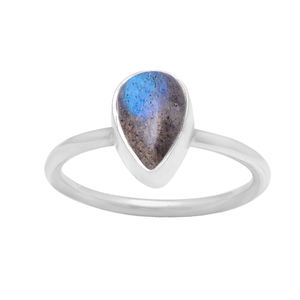 925 argent fait à la main en forme de poire bleu Labradorite anneau Style classique bijoux lunette réglage fabriqué haut grossiste exportateur - Product Image 3
