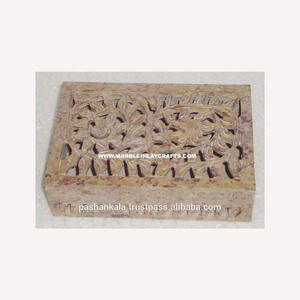 Caja de joyería de piedra jabonera hecha a mano, jabonera tallada - Product Image 1