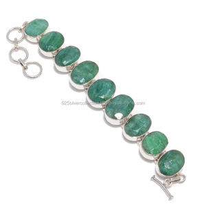 Emerald Gemstone 925 <b>Sterling</b> <b>Silver</b> <b>Bracelet</b> - Product Image 1