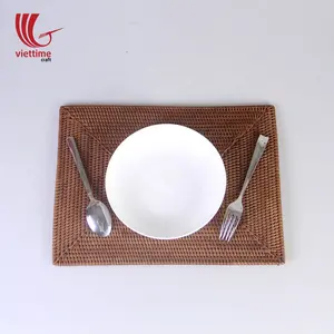 Brown Rectangle Straw Rattan Charger Plate Wholesale