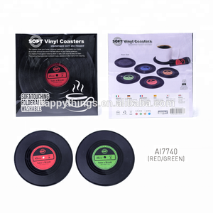 Manufacture Kitchenware Custom Logo Soft <b>Silicone</b> PVC Retro Vinyl CD Records <b>Coaster</b> - Product Image 5