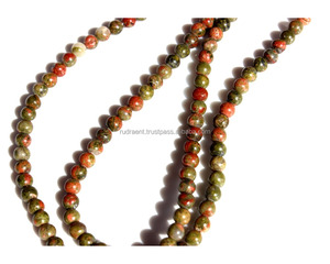Perles rondes en pierres précieuses minérales vertes très vendues, 6 mm-12 mm, perles en vrac en unakite pour la fabrication de bijoux - Product Image 5