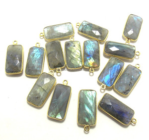 Piedras preciosas de labradorita natural Chapado en oro Fabricación de joyas Encantos Encontrar Bisel Piedra natal Boho Conector Enlace - Product Image 1
