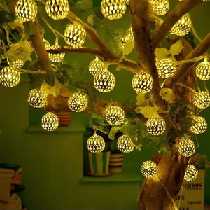 Vente directe d'usine, <span class=keywords><strong>20</strong></span> boules de lumières solaires marocaines dorées scintillantes, LED à piles IP65, <span class=keywords><strong>guirlande</strong></span> lumineuse de Noël marocaine - Product Image 1