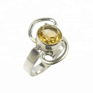 แฟชั่นใหม่925เงินสเตอร์ลิงอัญมณีซิทรีนแหวนเวอร์เมลทำด้วยมือเครื่องประดับเงิน - Product Image 1