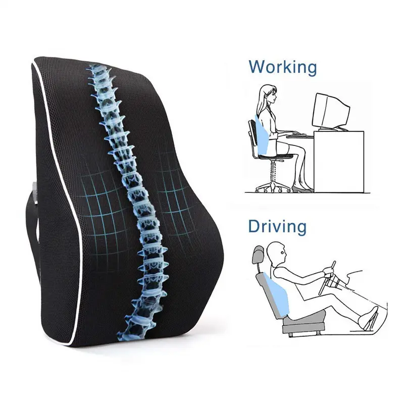 Memory Foam Car Back Support Cushion Ergonomic Lumbar Support Pillow to Relieve Sciatica Pain for Office Desk Chair Car Seat