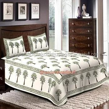 Palm Tree Bed Cover Print Laken, Katoen Sheet Volwassen Witte Vlakte Wegwerp Dekbed Set