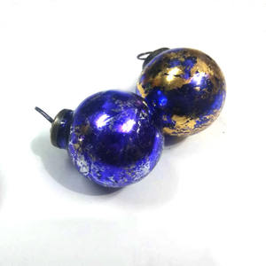 VIXM-17002 Hot Selling Blue & Gold Color <b>Christmas</b> <b>Tree</b> Decorative | Glass Hanging Bauble for Festive Luxury Holiday Decor - Product Image 1