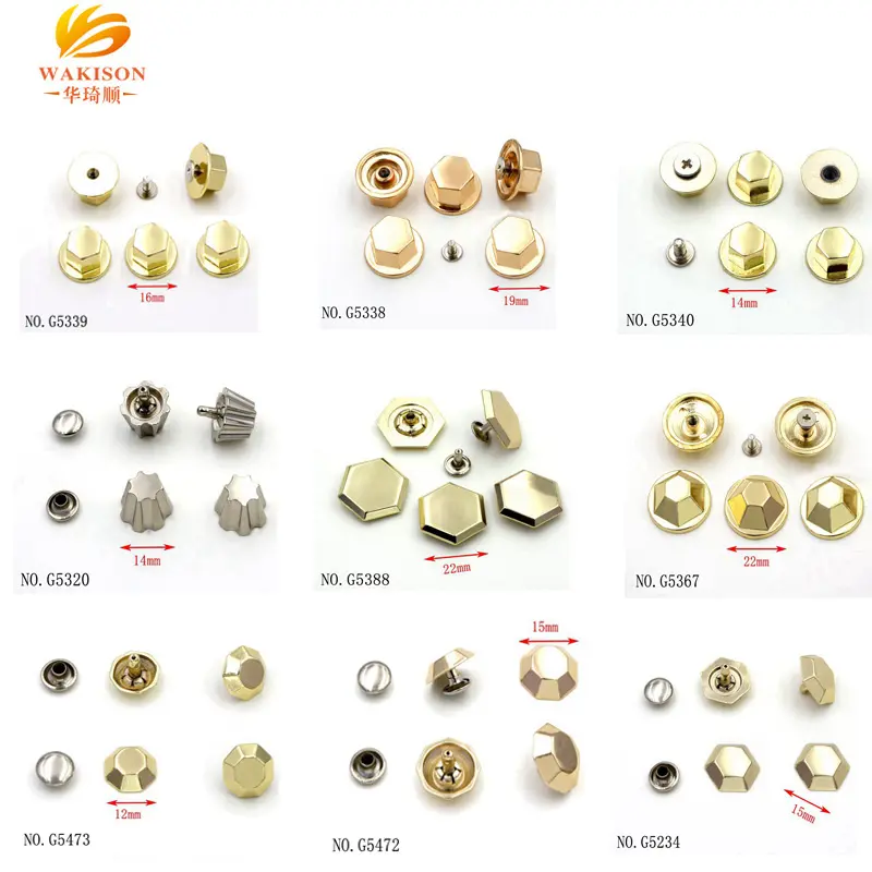 อุปกรณ์โลหะหกเหลี่ยม Rivet สำหรับสุภาพสตรีกระเป๋าอุปกรณ์เสริม