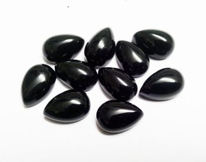 Cabujones calibrados de pera lisa de ónix negro Natural de 3mm, 4mm, 5mm, precio al por mayor suelto, piedras para proveedor de fabricación de joyas en línea - Product Image 1