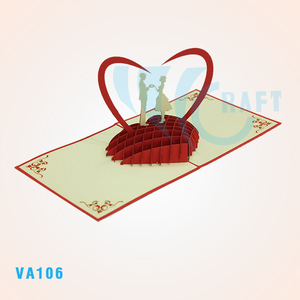 Carte de vœux 3D pop-up faite à la main 'Je t'aime' Style artisanal d'anime Lettrage Impression offset Découpe de papier Souvenir Cadeau Vietnam - Product Image 1