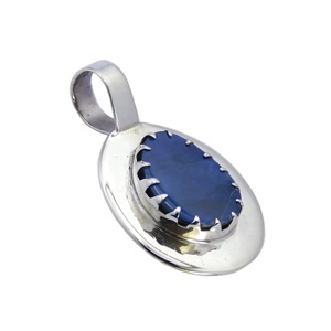 Pendentif en pierre précieuse Lapis en argent sterling 925 véritable certifié naturel Bijoux fins Pendentifs et collier à breloques - Product Image 1