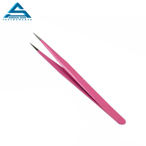 Juego de pinzas de extensión de cejas y pestañas curvas de calidad profesional tipo puntiagudo para uso de belleza al por mayor - Product Image 6