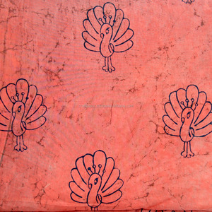 Algodón orgánico peinado bloque de pavo real impreso tela de Color caoba indio hecho a mano rollo de tela para mujer vestido costura al por mayor - Product Image 4