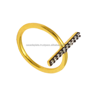 925 Silver and <b>Gold</b> Plated <b>Cubic</b> <b>Zirconia</b> <b>Ring</b> Classic Fine Jewelry with Freshwater Pearl for Parties and Stacking - Product Image 1