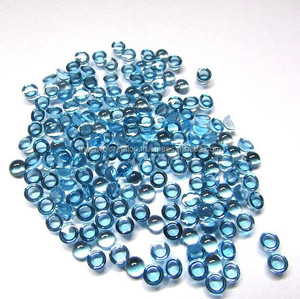 Piedra de Topacio Azul suizo Natural de 3mm, cabujón redondo liso, piedras preciosas sueltas calibradas, mayorista, compra a granel a precio de fábrica en línea - Product Image 1