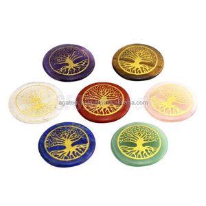 Chakra Gemstone Grabado Curación DE LA VIDA Set Hecho a mano Chakras Gemstone Set - Product Image 1