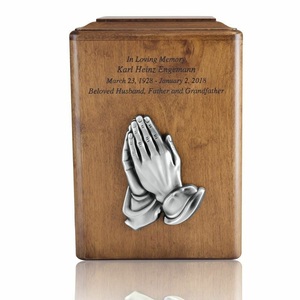 Adult Wood Cremation <b>Urn</b> <b>For</b> <b>Ashes</b> With Praying Hand Funeral Supplies Brassworld India - Product Image 2