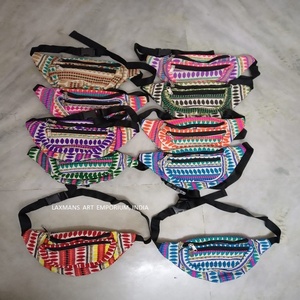 Cotton Fanny Waist Bag Hemp Waist Bags Cotton Hemp Made Waist Bags Indian Waist Bags Hemp Stripes Designs Waist Bags - Product Image 1