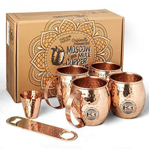 Taza de mula de cobre del fabricante de la India, vaso de acero inoxidable para vodka y cerveza de jengibre - Product Image 1