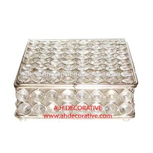 Caja de joyería con cuentas de cristal, diseño elegante, acabado de plata, Rectangular, pies de terciopelo - Product Image 1