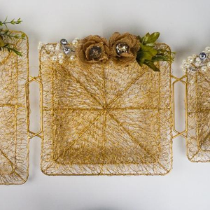 Panier de rangement moderne chromé pour cuisine Support en fil métallique or rose pour le stockage des fruits - Product Image 1