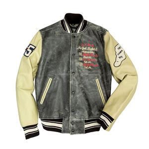 Manches en cuir pour homme, veste de Baseball brodée à Chenille, coupe-vent, pour Sport en plein air,, OEM - Product Image 1