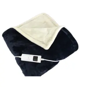 Flannel and cotton wool OEM electric heating blanket with certification US type portable and washable blanket