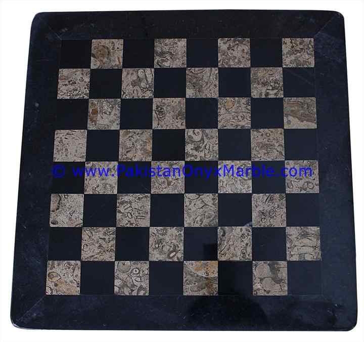 Wholesaler Supplier of Marble Chess Set Boards Checkers Game Black and fossil Corel