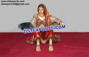Rajasthani Garba Lady estatua boda fibra pequeña dama estatua diferente estilo boda entrada estatuas EE. UU. boda entrada EE. UU. - Product Image 5