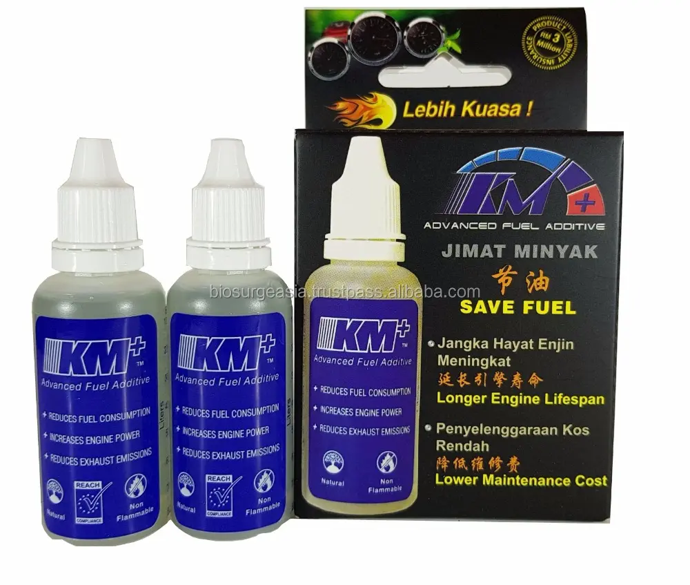 KM + additif de carburant de qualité supérieure, Nano additif de carburant, Super économie de carburant pour l'utilisation de la voiture, réduction des émissions de gaz à effet de serre