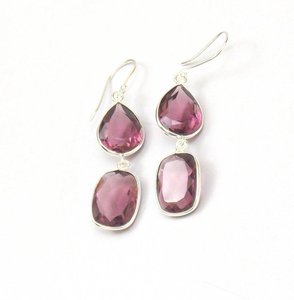 Natural Ruby Quartz Gemstone Silver Drop Earrings Classic 925 Sterling Silver Ruby Quartz Earrings at Best Price - Product Image 1