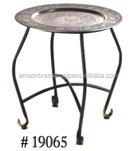 Table Marocaine Pliable Marocaine Ronde Plateau Métal Fabricant & Grossiste Plateau Or Rose Décoration de Mariage - Product Image 5